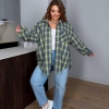Рубашка унисекс из фланели в клетку оверсайз с длинным рукавом демисезонная  k-128069