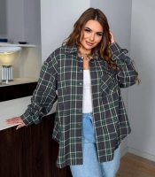 Рубашка унисекс из фланели в клетку оверсайз с длинным рукавом демисезонная