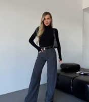 Брюки женские палаццо с высокой посадкой широкие повседневные весенние