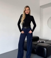 Брюки женские палаццо из вельвета с высокой посадкой широкие повседневные весенние