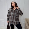 Рубашка женская из байки в клетку оверсайз с длинным рукавом длинная демисезонная  k-128086
