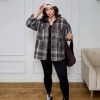 Рубашка женская из байки в клетку оверсайз с длинным рукавом длинная демисезонная  k-128086