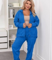Костюм-двойка женский из хлопкового вельвета: рубашка-жакет и джоггеры оверсайз весенний