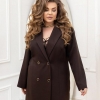 Костюм женский из костюмки двойка: удлиненный двубортный жакет и юбка с кружевом весенний  k-128100