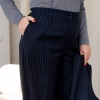 Брюки женские из тиара палаццо широкие с высокой посадкой на резинке сзади в полоску деловые весенние  k-128147