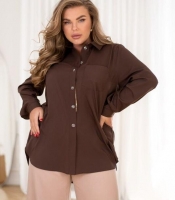 Рубашка женская свободная удлинённая на пуговицах с длинными рукавами повседневная весенняя