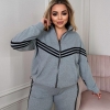 Спортивный костюм-двойка женский из двунитки оверсайз с кофтой на молнии и брюками с высокой посадкой демисезонный  k-128166