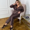 Спортивный костюм-двойка женский из двунитки оверсайз с кофтой на молнии и брюками с высокой посадкой демисезонный  k-128168