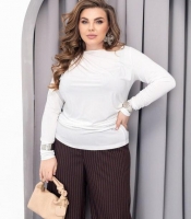 Лонгслив женский из трикотажа масло приталенный с драпировкой базовый весенний