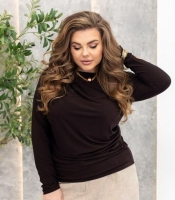 Лонгслив женский из трикотажа масло приталенный с драпировкой базовый весенний