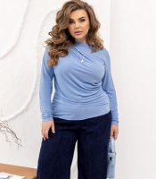 Лонгслив женский из трикотажа масло приталенный с драпировкой базовый весенний