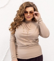 Лонгслив женский из трикотажа масло приталенный с драпировкой базовый весенний