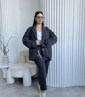 Костюм-двойка женский из турецкого костюмного трикотажа: пиджак и брюки повседневный весенний
