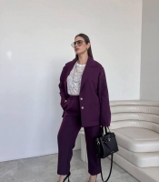 Костюм-двойка женский из турецкого костюмного трикотажа с пиджаком и брюками оверсайз