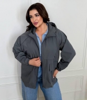 Ветровка женская из плащевки Канада с капюшоном на молнии средняя весенняя
