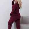Спортивный костюм женский из велюра с худи и прямыми брюками демисезонный  k-128238
