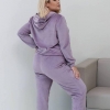Спортивный костюм женский из велюра с худи и прямыми брюками демисезонный  k-128239