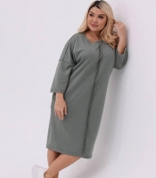 Платье-туника женское из двунитки вискоза прямого кроя с карманами миди весеннее
