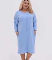 Платье-туника женское из двунитки вискоза прямого кроя с карманами миди весеннее