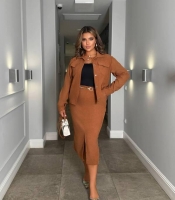 Костюм женский из микровельвета и хлопка двойка бомбер и юбка карандаш с высокой талией большие размеры