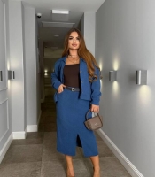 Костюм женский из микровельвета и хлопка двойка бомбер и юбка карандаш с высокой талией весенний большие размеры