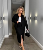 Костюм женский из микровельвета и хлопка двойка бомбер и юбка карандаш с высокой талией весенний большие размеры