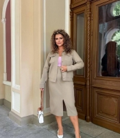 Костюм женский из джинс коттона двойка бомбер и юбка карандаш с высокой талией деловой повседневный большие размеры