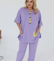 Спортивный костюм женский из двунитки двойка с удлиненной футболкой и брюками оверсайз повседневный демисезонный большие размеры