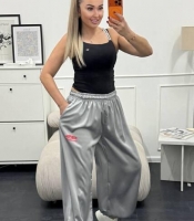 Брюки женские палаццо из шелка дабл армани с высокой посадкой на резинке с кулиской широкие весенние