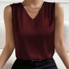 Блуза женская из итальянского шелка без рукавов с V образным вырезом свободного прямого кроя демисезонная  k-128276
