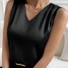 Блуза женская из итальянского шелка без рукавов с V-образным вырезом свободного прямого кроя демисезонная  k-128278