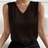 Блуза женская из итальянского шелка без рукавов с V-образным вырезом свободного кроя весенняя  k-128279