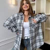 Рубашка унисекс из байки в клетку оверсайз с воротником на пуговицах весенняя  k-128306