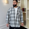 Рубашка унисекс из байки в клетку оверсайз с воротником на пуговицах весенняя  k-128306