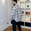 Рубашка унисекс из байки в клетку оверсайз с воротником на пуговицах весенняя  k-128306