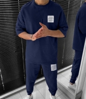 Спортивный костюм унисекс из двунитки с футболкой и брюками с карманами на резинке демисезонный