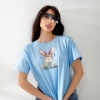 Футболка женская хлопковая свободного кроя с принтом весенняя  k-128384