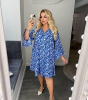 Платье-трапеция женское из софта с принтом свободного кроя миди весеннее