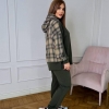 Спортивный костюм женский из двунитки с худи свободного кроя и джогерами с высокой посадкой демисезонный  k-128398