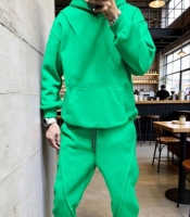 Спортивный костюм мужской из двухнитки петля с худи свободного кроя и джоггерами с манжетами демисезонный