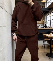 Спортивный костюм мужской из двухнитки петля с худи свободного кроя и джоггерами с манжетами демисезонный