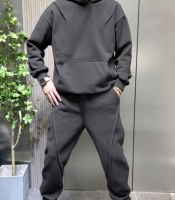 Спортивный костюм мужской из двухнитки петля с худи свободного кроя и джоггерами с манжетами демисезонный