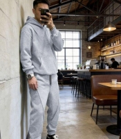 Спортивный костюм мужской из двухнитки петля с худи свободного кроя и джоггерами с манжетами демисезонный