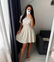 Платье-трапеция женское из крепа жатки повседневное с короткими рукавами весеннее