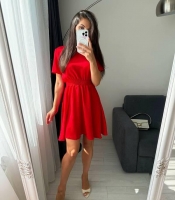 Платье-трапеция женское из крепа жатки повседневное с короткими рукавами весеннее