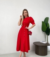 Платье-трапеция женское из костюмной ткани миди классическое с короткими рукавами весеннее