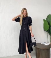 Платье-трапеция женское из костюмной ткани миди классическое с короткими рукавами весеннее