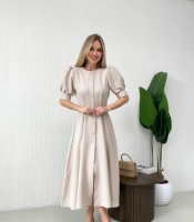 Платье-трапеция женское из костюмной ткани миди классическое с короткими рукавами весеннее