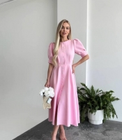 Платье-трапеция женское из костюмной ткани миди классическое с короткими рукавами весеннее