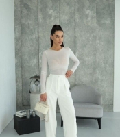 Брюки-палаццо женские из костюмки с высокой талией широкие классические весенние